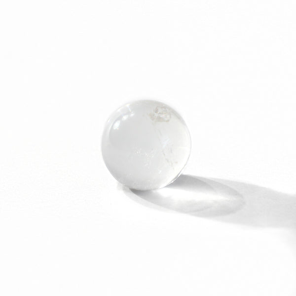 .75 inch clear quartz sphere. photo taken from the front, with a white background