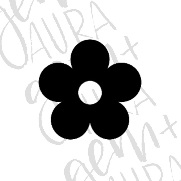 white background with a gem+aura watermark to protect the image.black overlay of a  5 petal flower, solid in color with the centre of the flower missing